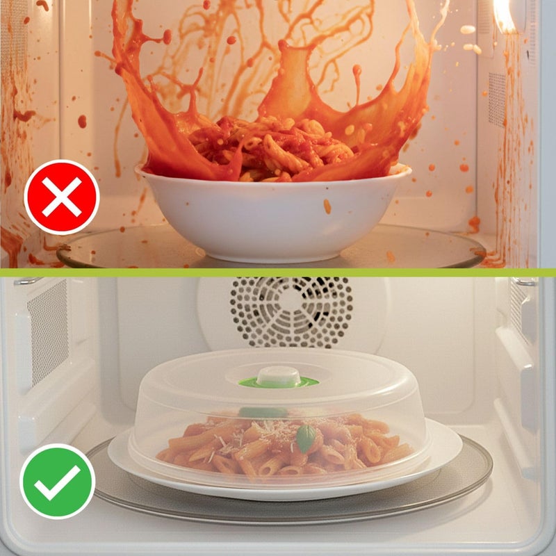 Flexzion Microwave Plate Covers Set of 5 - BPA-Free Microwave Cover with Adjustable Steam Vent, Dishwasher Safe Microwave Splatter Cover, Transparent Plastic Food Covers for Microwave Cooking - Image 4